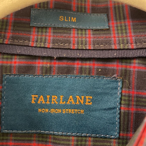 Fairlane Non Iron Stretch Slim Button Down Shirt‎ Holiday Plaid - Picture 2 of 5